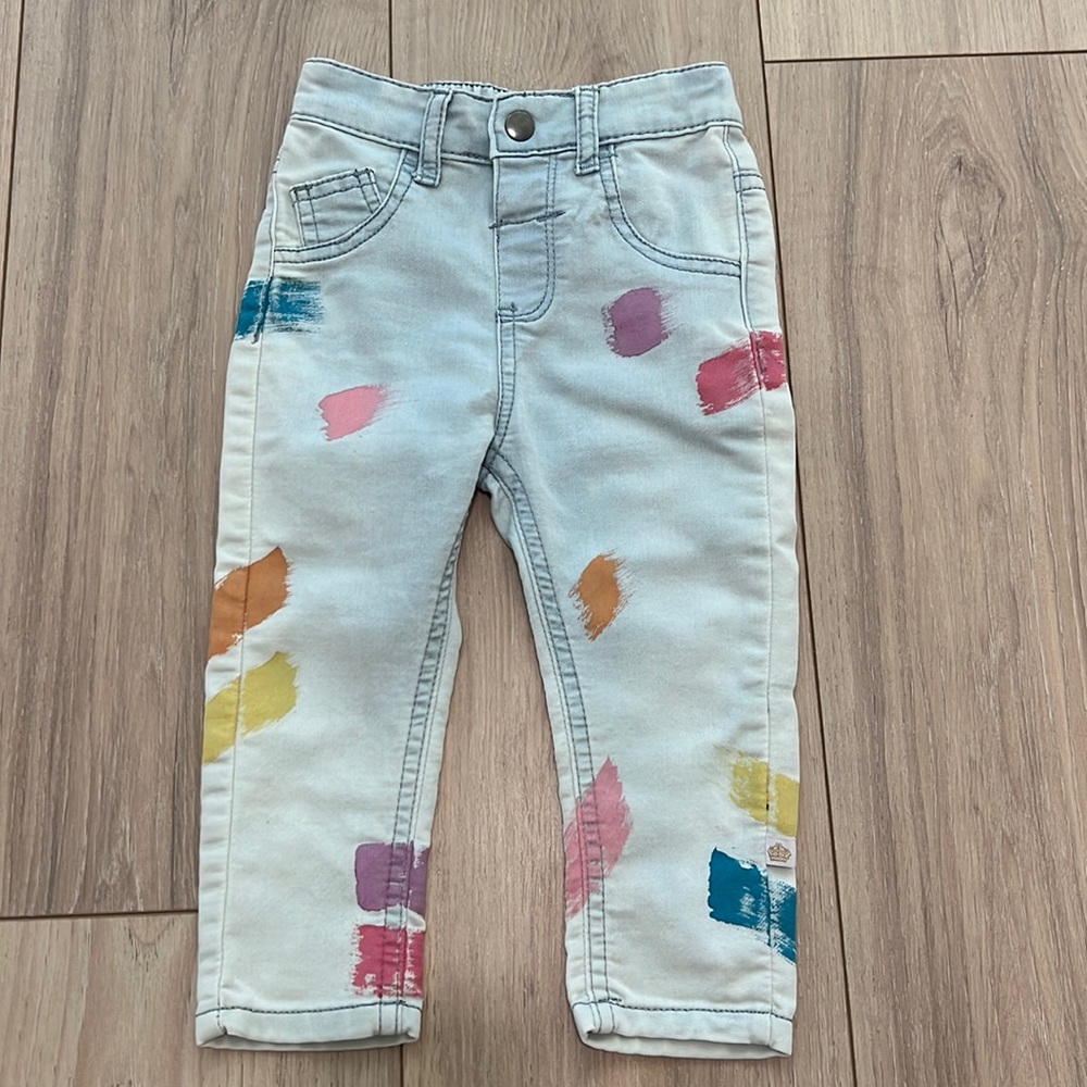 Rosie Pope Baby Paint Splatter Cotton Blend Blue Jeans